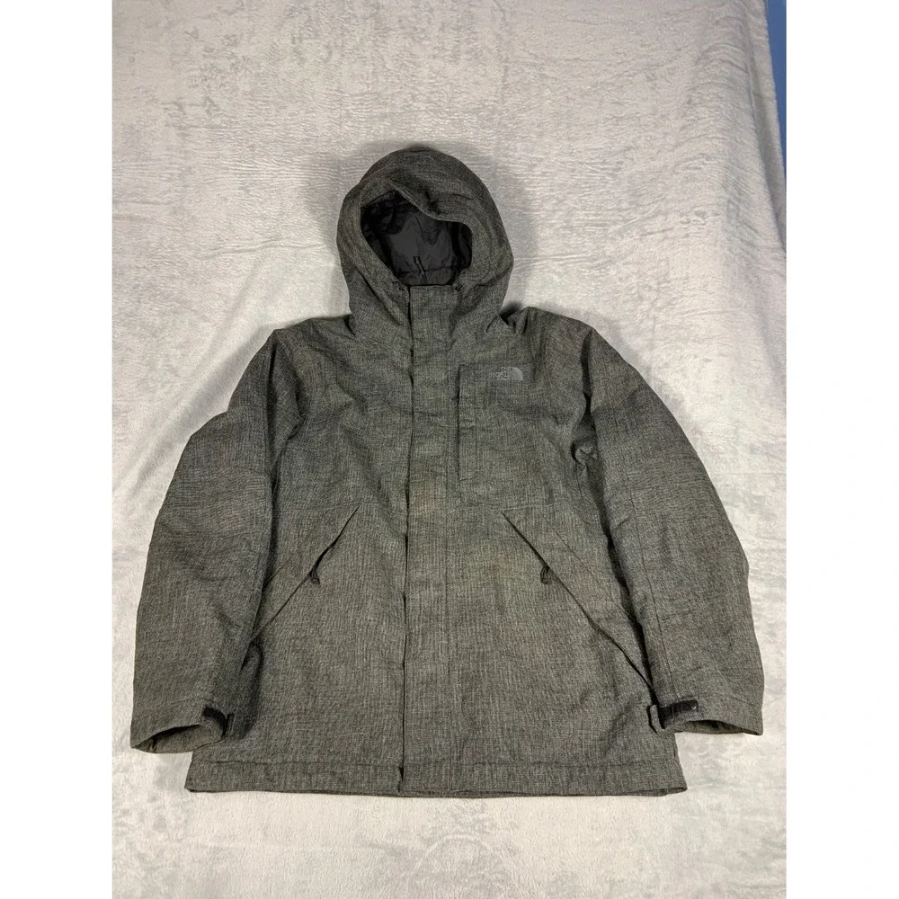 The North Face Skiing Jacket DryVent Mens L Gray Full Zip Embroidered Hooded
